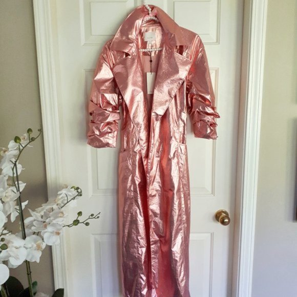 NWT Cinq à Sept Kianna metallic pink trench coat - Picture 12 of 14
